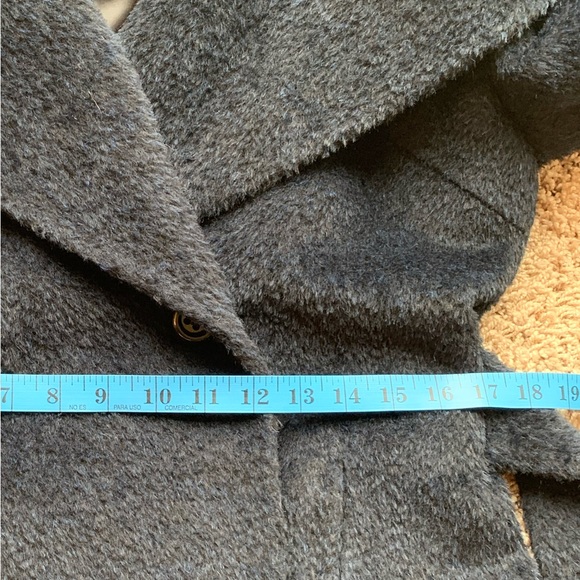 TRINA TURK Amelia Wrap Coat Shawl Hooded Wool Alpaca Blend Pea Coat In Navy Blue - Picture 12 of 17